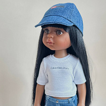 Джинсовая бейсболка на куклу Paola Reina 33 см, синяя